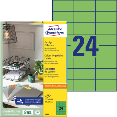 AVERY ZWECKFORM Etichette 70×37mm 3450 verde 2400 pezzi