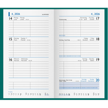 BIELLA Taschenagenda Colorful 2026 830760090026U 1W/2S petrol ML 8.7x15.3cm