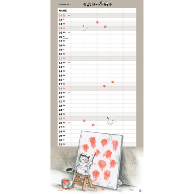 HEYE Planificateur Kater Jacob 2026 1598+26 1M/1P AL 5 colonnes 21x45cm