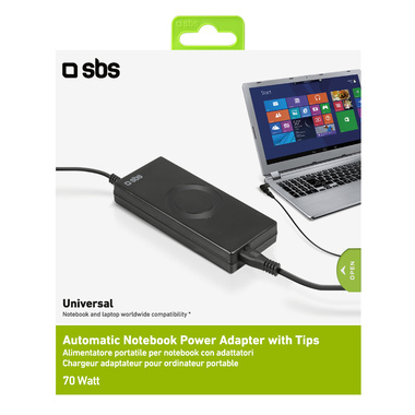 Tragbares Netzteil für Notebooks 70W mit Adaptern 