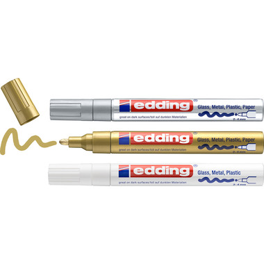 EDDING Paintmarker 750 2-4mm 750-E3-met gold/silver/white 3 pezzi