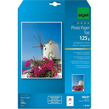 SIGEL InkJet Photo Paper A4 IP663 125g,glossy, bianco 25 fogli