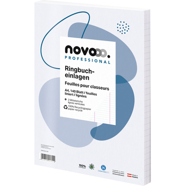 NOVOOO Fogli spirale recycling A4 535027010 rigato 9mm, s/margine 140 f.