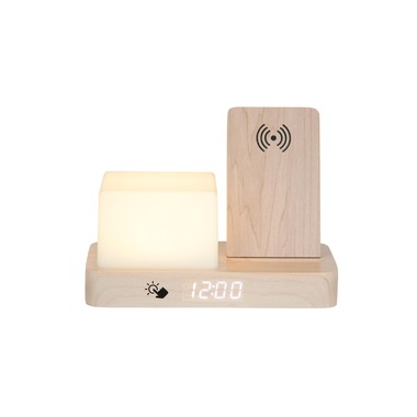 KARLSSON Wecker Retro Night Light LED Helles Holz