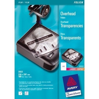 AVERY ZWECKFORM Film Overhead A4 3552 0,10mm laser 100 fogli