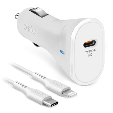 Car charger and USB-C to Lightning cable