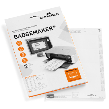 DURABLE Etiquettes Badgemaker 145602 blanc, 60x90mm 20flls./8pcs.