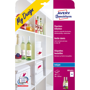 AVERY ZWECKFORM Bottle Labels A4 MD4001 120x90mm 5x4 pz.