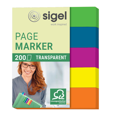 SIGEL Haftnotizen Film 12x50mm HN615 5-farbig ass. 5 x 40 Streifen