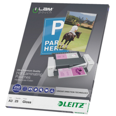 LEITZ Laminiertasche A3 74910000 glanz, 250my 25 Stk