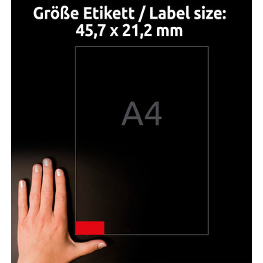AVERY ZWECKFORM Etiketten 45.7x21.2mm L6038-20 rot 20Bl./48Stk.