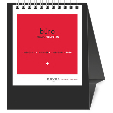 NOVOS Tischkalender Helvetia 2026 501050 1M/1S schwarz ML 11.5x14cm