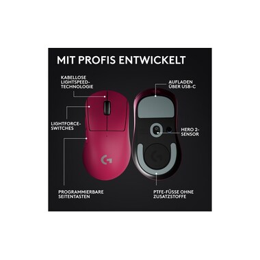 Logitech Gaming-Maus Pro X Superlight Dex Pink