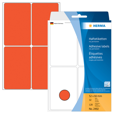 HERMA Etichette 52×82mm 2492 rosso 128 pezzi