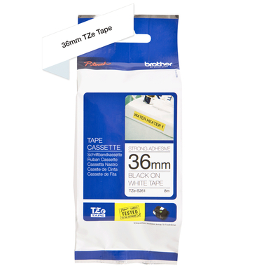 PTOUCH Nastro, strong/adh.nero/bianco TZe-S261 PT-300 36 mm
