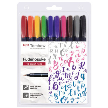 TOMBOW Kalligraphie Set WS-BH-10P Fudenosuke, 10 Farben