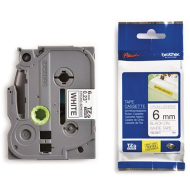 PTOUCH Ruban, strong/adh. noir/blanc TZe-S211 PT-300 6 mm