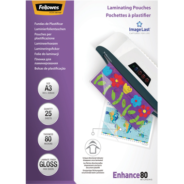 FELLOWES Pelicole per laminazione A3 5396403 lucido, 80my 25 pezzi