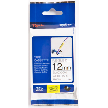 PTOUCH Flexitape laminé noir/blanc TZe-FX231 pour PT-550 12 mm