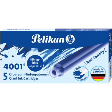 PELIKAN Encre 4001 GIP/5 310748 bleu royal, effaçable 5 pièces