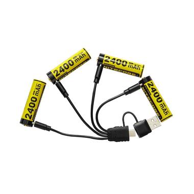 Nitecore Batterie Li-Ion AA avec USB-C 2400 mAh, 4 Pièce/s