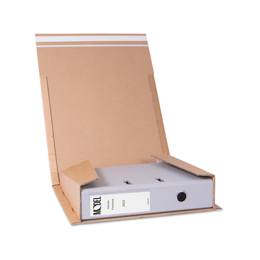 Folder packaging with self-adhesive closure in brown 320x290x80mm