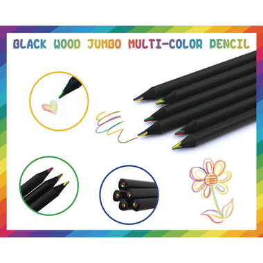 ROOST Crayon couleur gros TSKY-C02 4 couleurs, triangular noir