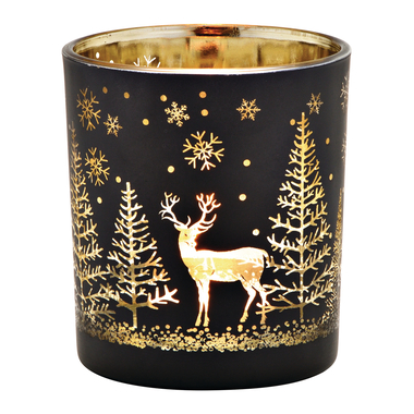 ROOST Windlicht Winterwald 10032918 schwarz, gold 9x10x9cm