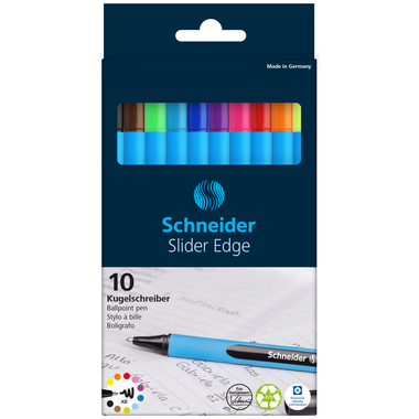 SCHNEIDER Kugelschr. Slider Edge XB 152290 assortiert 10 Stück, Etui
