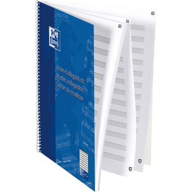 OXFORD Cahier musique spirale A4 100050345 bleu, ligné 50 feuil.