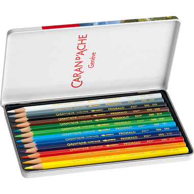CARAN D'ACHE Farbstifte Prismalo 3mm 999.312 ass. in Metallsch. 12 Stück