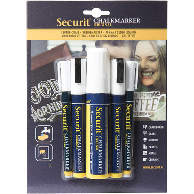 SECURIT Marker Gesso 1-15mm BLSMAMIXV5WT bianco, ass. 5 pezzi