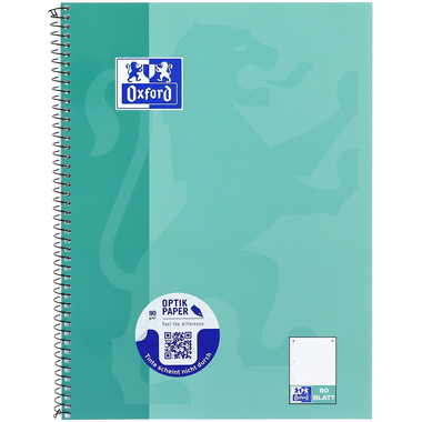 OXFORD Collegebloc Essentials A4+ 400132378 vertbleu, quadr. 5mm 80 feui.