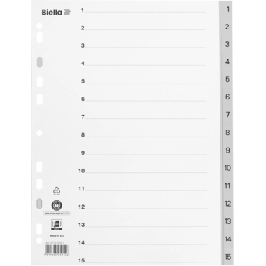 BIELLA Register PP A4 47141500U grau 1-15