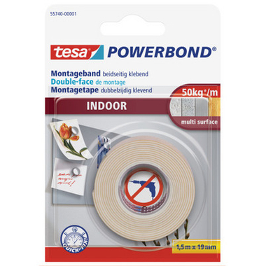 TESA Powerbond Indoor 19mmx1.5m 557400000 Montageband, doppelseitig