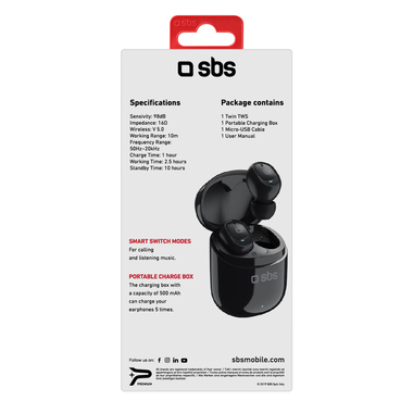 Auricolari wireless TWS con basetta di ricarica