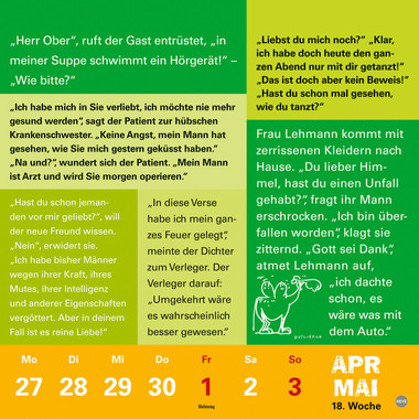 HEYE Kalender Witze fürs Klo 2026 1373+26 1W/1S DE 17.5x17.5cm