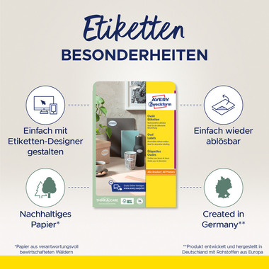 AVERY ZWECKFORM Etiketten 63,5x42,3mm L6024REV2 weiss 450 Stück