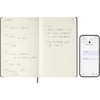 MOLESKINE Agenda Smart Diary Large 2027 SMDHB12WN3Y27 1W/1S schwarz HC 13x21cm
