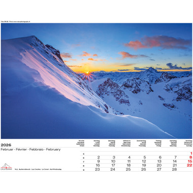 CALENDARIA Bildkalender 2026 9783036205076 Schweiz-Suisse ML 40x31cm