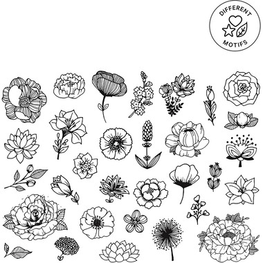 I AM CREATIVE Set de tampons 4093.04 Flowers 31 pièces