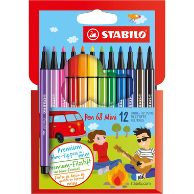 STABILO Stylo fibre Pen 68 1mm 668/12 12 couleurs, étui