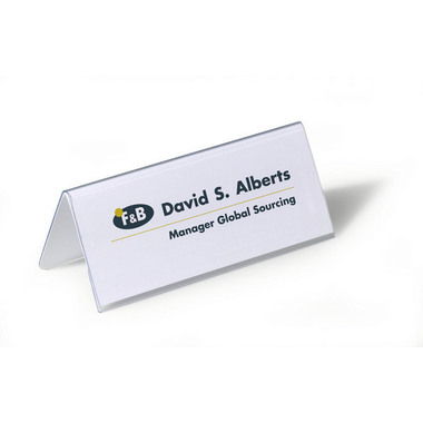 DURABLE Tischnamensschild Dachform 805019 transp., 61x122/150mm 25 Stk.