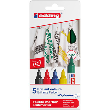 EDDING Textilmarker 4500 3948 Basic Color 5 pezzi