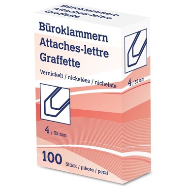 NEUTRAL Büroklammern Nr. 4 6206 32mm vernickelt 100 Stk.