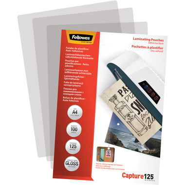 FELLOWES Laminierfolien Capture125g A4 5328901 kleb. 100 Stück