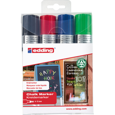 EDDING Windowmarker 4090 4-15mm 4090-E4 4 Farben ass., basic