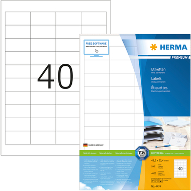 HERMA Etichette Premium 48,5×25,4mm 4474 bianco 4000 pezzi