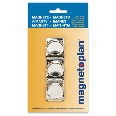 MAGNETOPLAN Aimants Clip argent 16670 petit, 35mm 3 pcs.