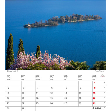 CALENDARIA Bildkalender 2026 9783036205359 Schweiz ML 21x24cm